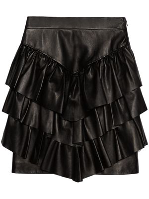 Gucci leather ruffle skirt - Black