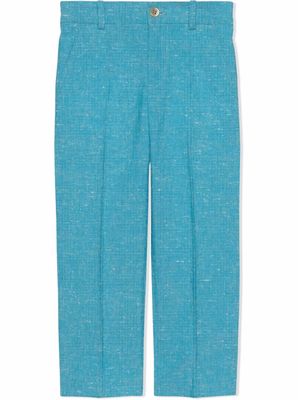 Gucci Light Blue Cotton Twill Pants With Logo