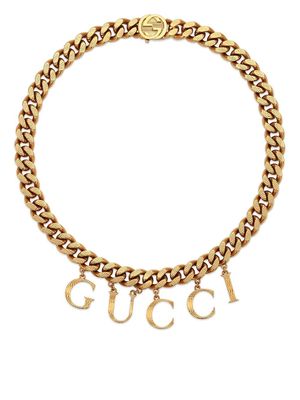 Gucci logo-charm chain necklace - Gold