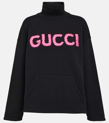Gucci Logo cotton jersey turtleneck sweatshirt