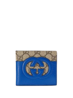 Gucci logo-cut out monogram wallet - Blue