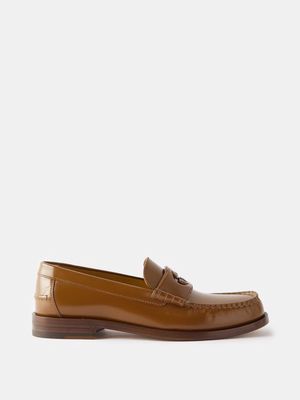 Gucci - Logo-cutout Leather Loafers - Womens - Tan