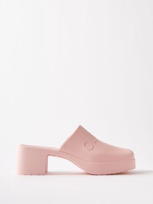 Gucci - Logo-embossed 30 Rubber Mules - Womens - Light Pink