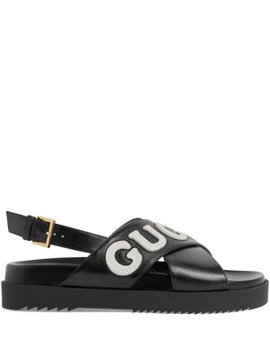 Gucci logo-embossed leather sandals - Black