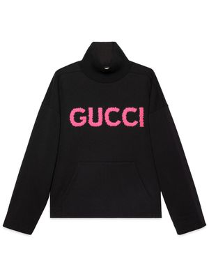 Gucci logo-embroidered cotton jumper - Black
