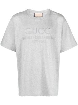 Gucci logo-embroidered cotton T-shirt - Grey