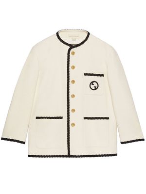 Gucci logo-embroidered tweed jacket - White