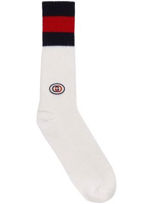 Gucci logo-embroidered wool socks - White