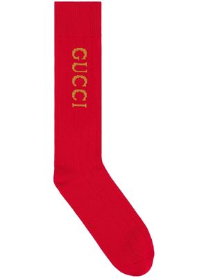 Gucci logo-intarsia ribbed socks - Red