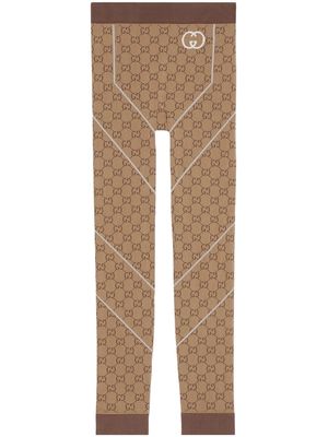 Gucci logo-jacquard jersey leggings - Neutrals
