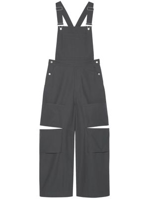 Gucci logo-patch cotton dungarees - Grey