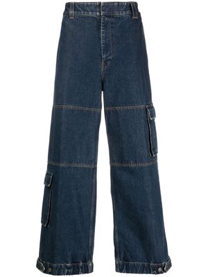 Gucci logo-patch cotton wide-leg jeans - Blue