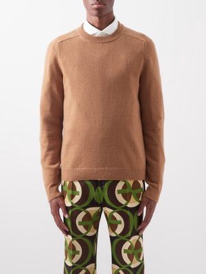Gucci - Logo-patch Crew-neck Wool Sweater - Mens - Camel
