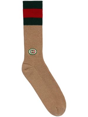 Gucci logo-patch crew socks - Neutrals
