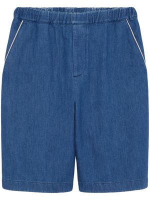 Gucci logo-patch denim bermuda shorts - Blue