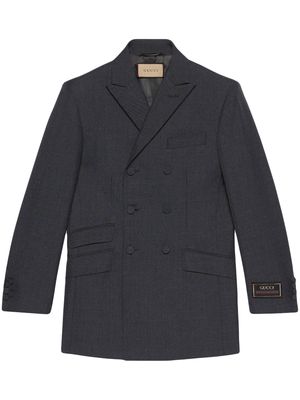 Gucci logo-patch double-breasted blazer - Grey