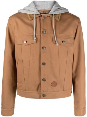 Gucci logo-patch hooded cotton jacket - Brown