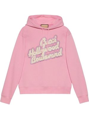 Gucci logo patch rib-trimmed hoodie - Pink