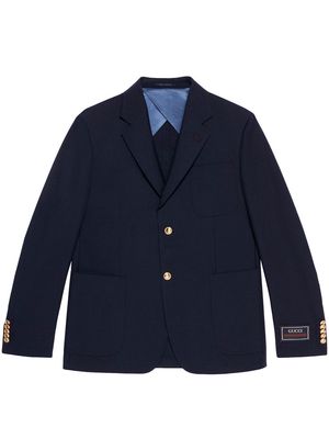 Gucci logo-patch suit jacket - Blue