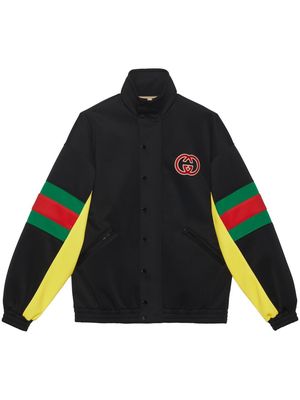 Gucci logo-patch Web-motif jacket - Black