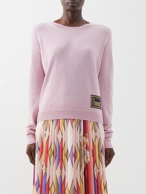 Gucci - Logo-patch Wool Sweater - Womens - Light Pink