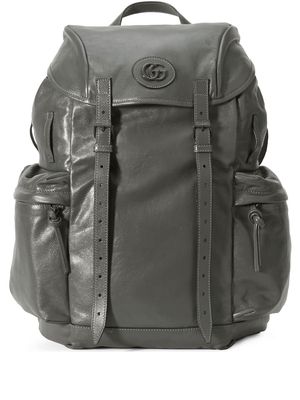 Gucci logo-plaque leather backpack - Grey