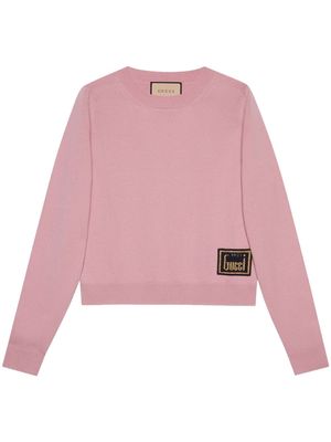 Gucci logo-plaque long-sleeve jumper - Pink
