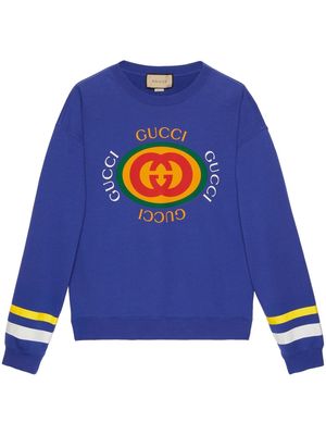 Gucci logo-print cotton sweatshirt - Blue