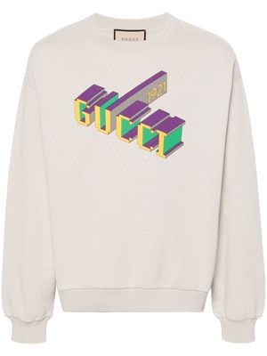 Gucci logo-print cotton sweatshirt - Neutrals