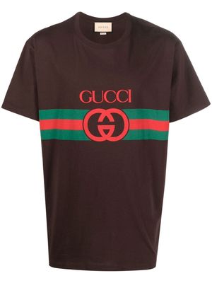 Gucci logo-print cotton T-shirt - Brown