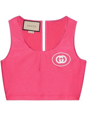 Gucci logo-print cropped vest - Pink