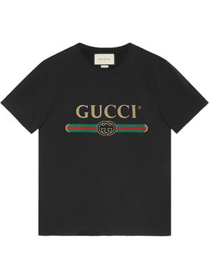 Gucci logo print faded-effect T-shirt - Black