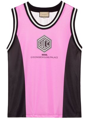 Gucci logo-print jersey tank top - Pink