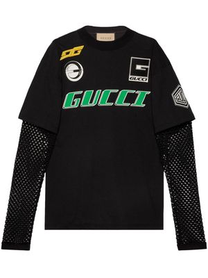 Gucci logo-print layered cotton T-shirt - Black