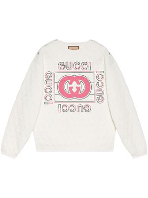 Gucci logo-print quilted sweatshirt - White