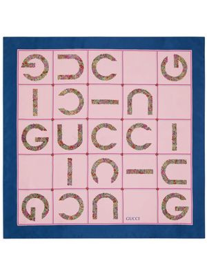 Gucci logo-print silk scarf - 5868 Rosa