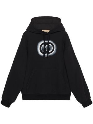 Gucci logo-printed cotton hoodie - Black