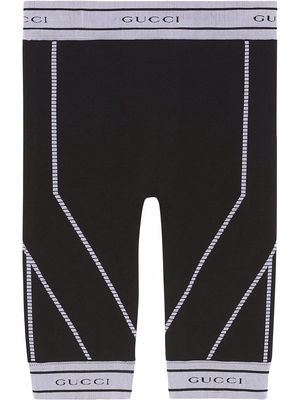 Gucci logo waistband knee-length leggings - Black