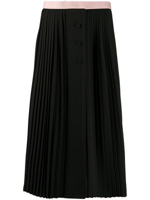 Gucci logo waistband pleated skirt - Black