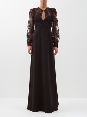 Gucci - Long-sleeved Floral-lace Gown - Womens - Black