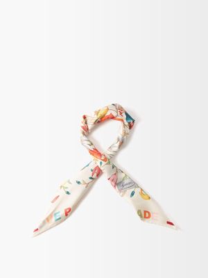 Gucci - Love Parade Floral-print Silk-satin Scarf - Womens - Ivory Multi