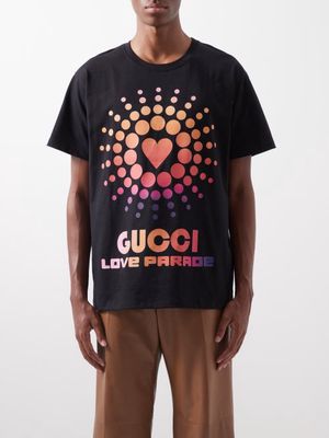 Gucci - Love Parade-print Cotton-jersey T-shirt - Mens - Black Multi