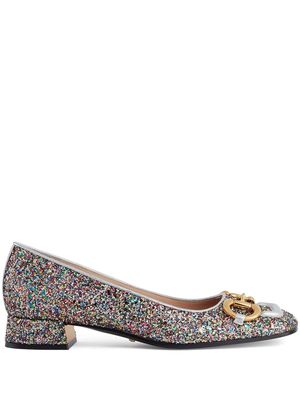 Gucci Lovelight crystal ballerina shoes - Silver