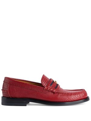Gucci Lovelight lizzard-effect loafers - Red