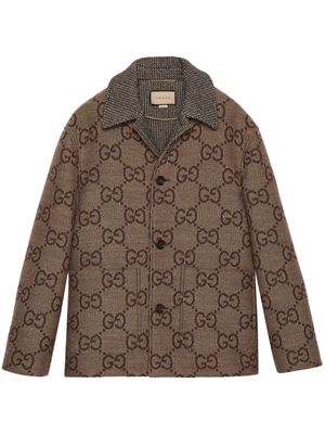 Gucci Maxi GG-jacquard wool jacket - Brown