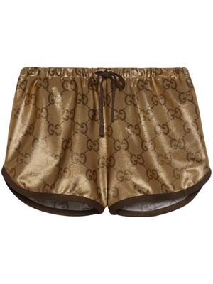 Gucci metallic monogram drawstring shorts - Gold