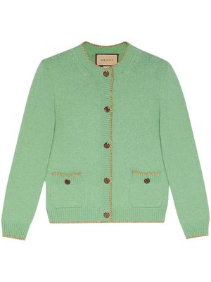 Gucci metallic-trim knitted cardigan - Green