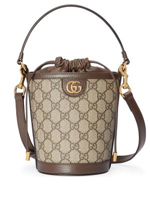 Gucci mini Ophidia GG-logo bucket bag - Brown