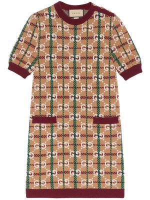 Gucci monogram-intarsia mini dress - Neutrals