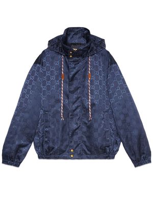 Gucci monogram jacquard hooded jacket - Blue